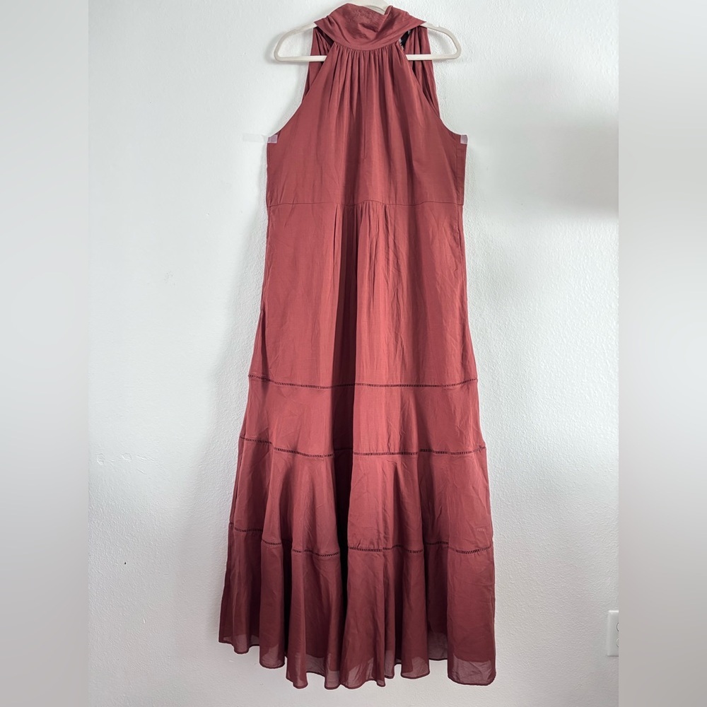 ME+EM Cotton Voile Halterneck Full-Length Dress - NWT - Cinnamon Size: 12 - Picture 3 of 15